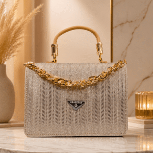 Elegant Metallic Chain Handle Satchel Brand: Generic
