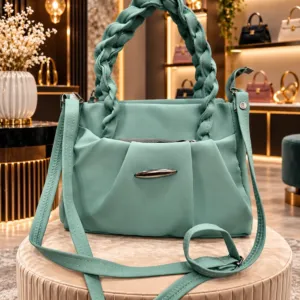 Muffi Bags Braided Handle Pleated Tote & Crossbody Bag