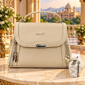 Bolati Chic Padlock Zipper-Gusset Satchel
