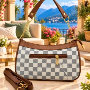 Muffi Bags Printed Chain Accent Baguette & Sling Bag