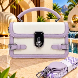 Muffi Bags Vogue Ribbed Turn-Lock Satchel