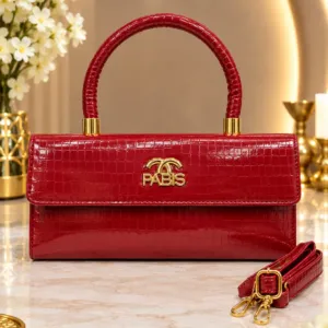 Muffi Bags Glossy Croco Texture Structured Handbag